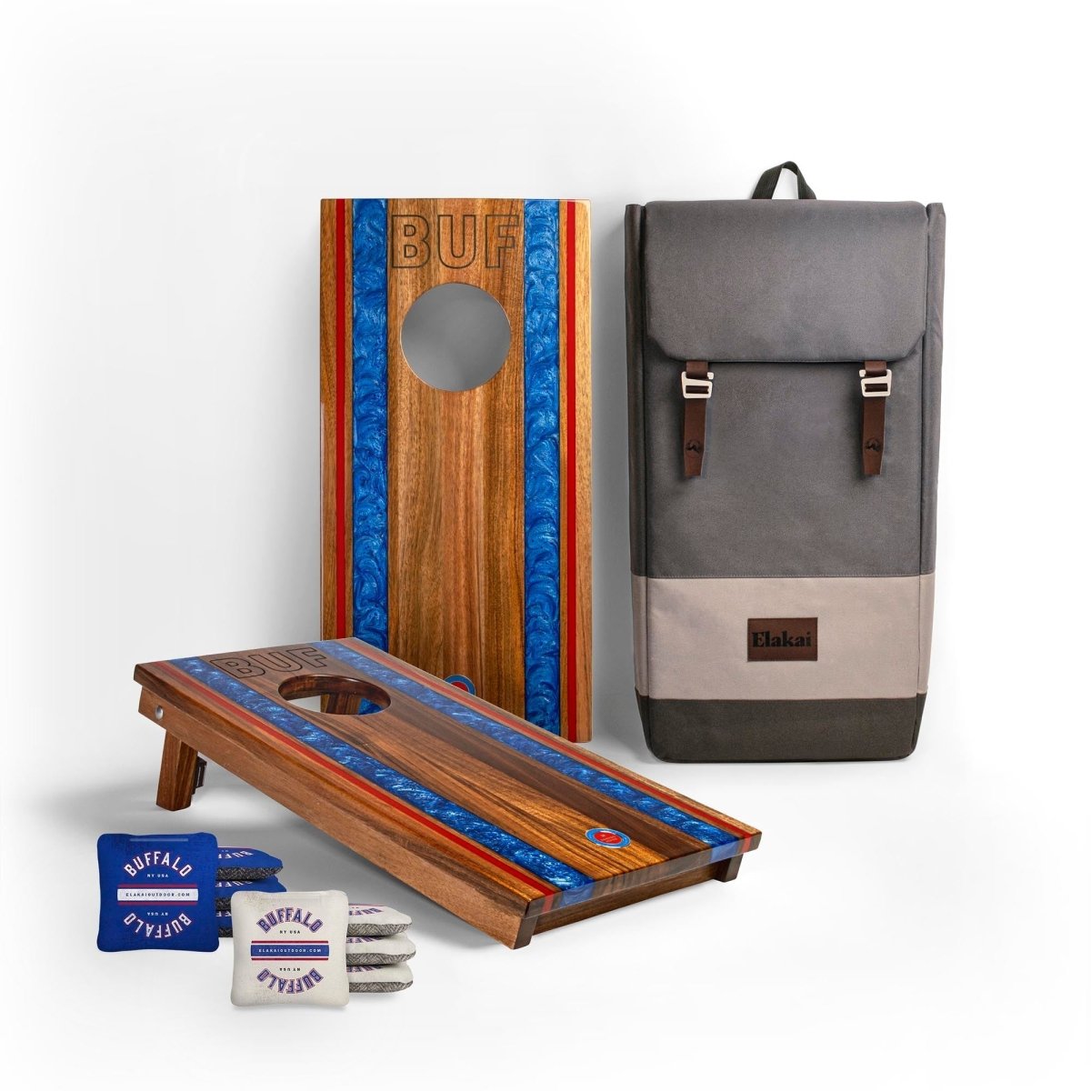 1ft x 2ft Gameday Teams Epoxy Resin Wood Compact Travel Cornhole Board Set - Buffalo EGCH12R-10-WB | American Cornhole Association