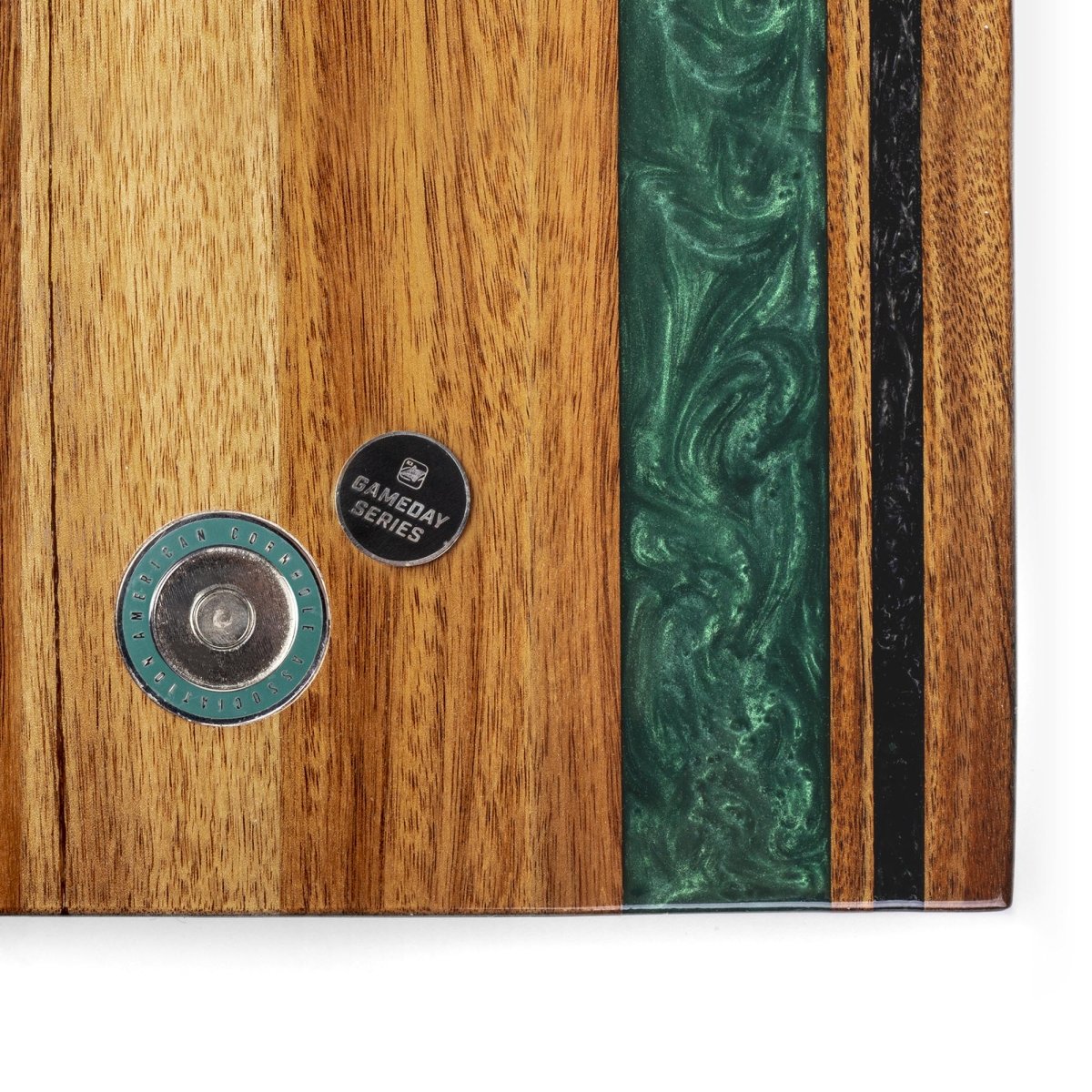 1ft x 2ft Gameday Teams Epoxy Resin Wood Compact Travel Cornhole Board Set - Pittsburgh EGCH12R-17-WB | American Cornhole Association