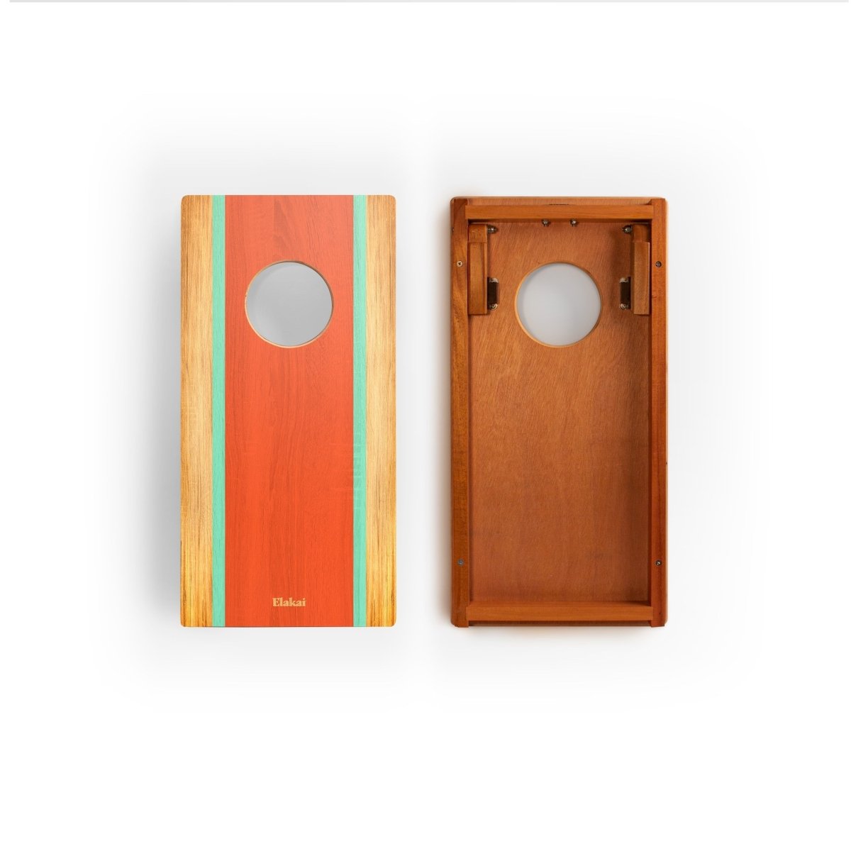 1ft x 2ft Graphic Wood Travel Cornhole Set | Classic Beach Stripes Collection - Guppy EGCH12P-57-WB | American Cornhole Association
