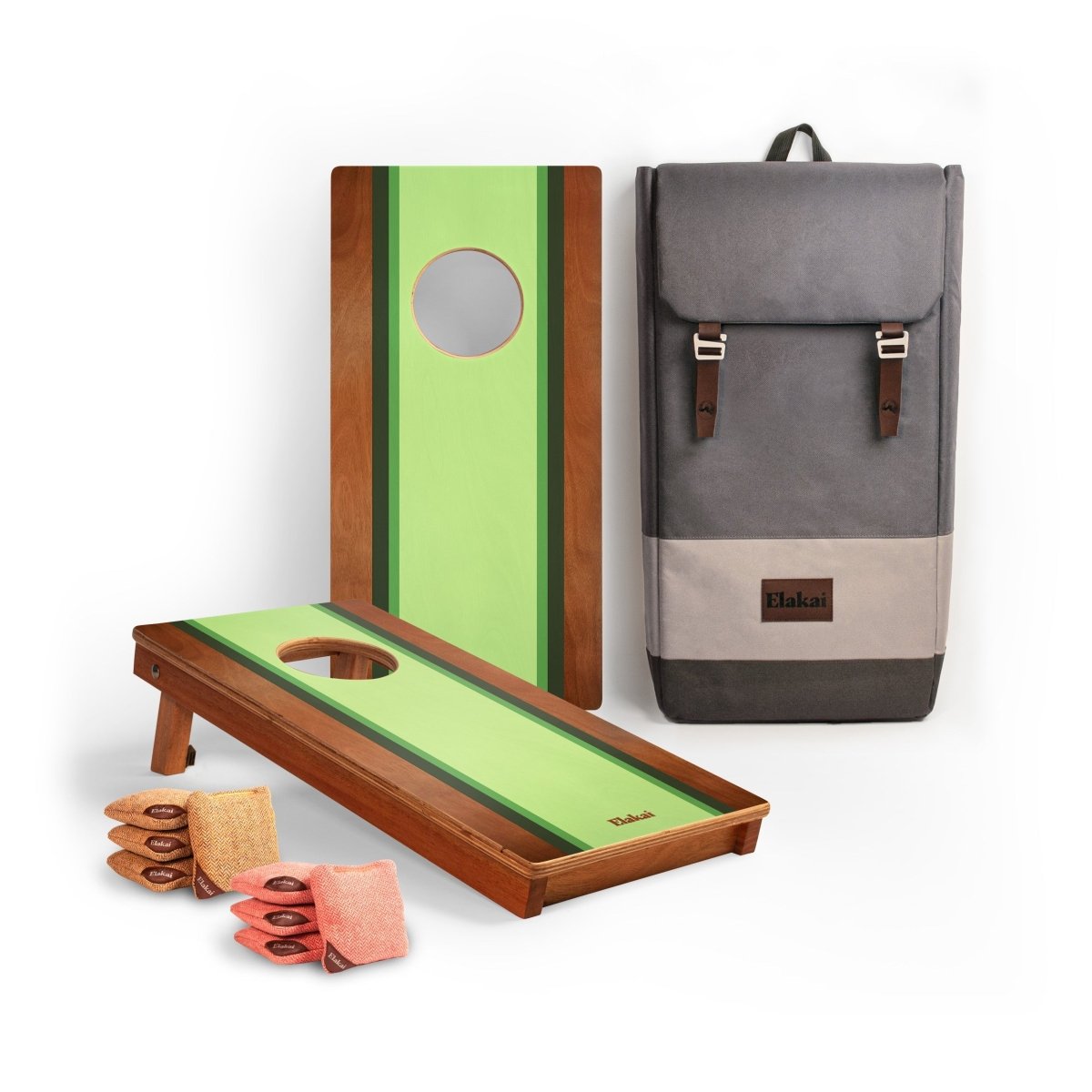 1ft x 2ft Graphic Wood Travel Cornhole Set | Classic Beach Stripes Collection - La Holla EGCH12P-56-WB | American Cornhole Association