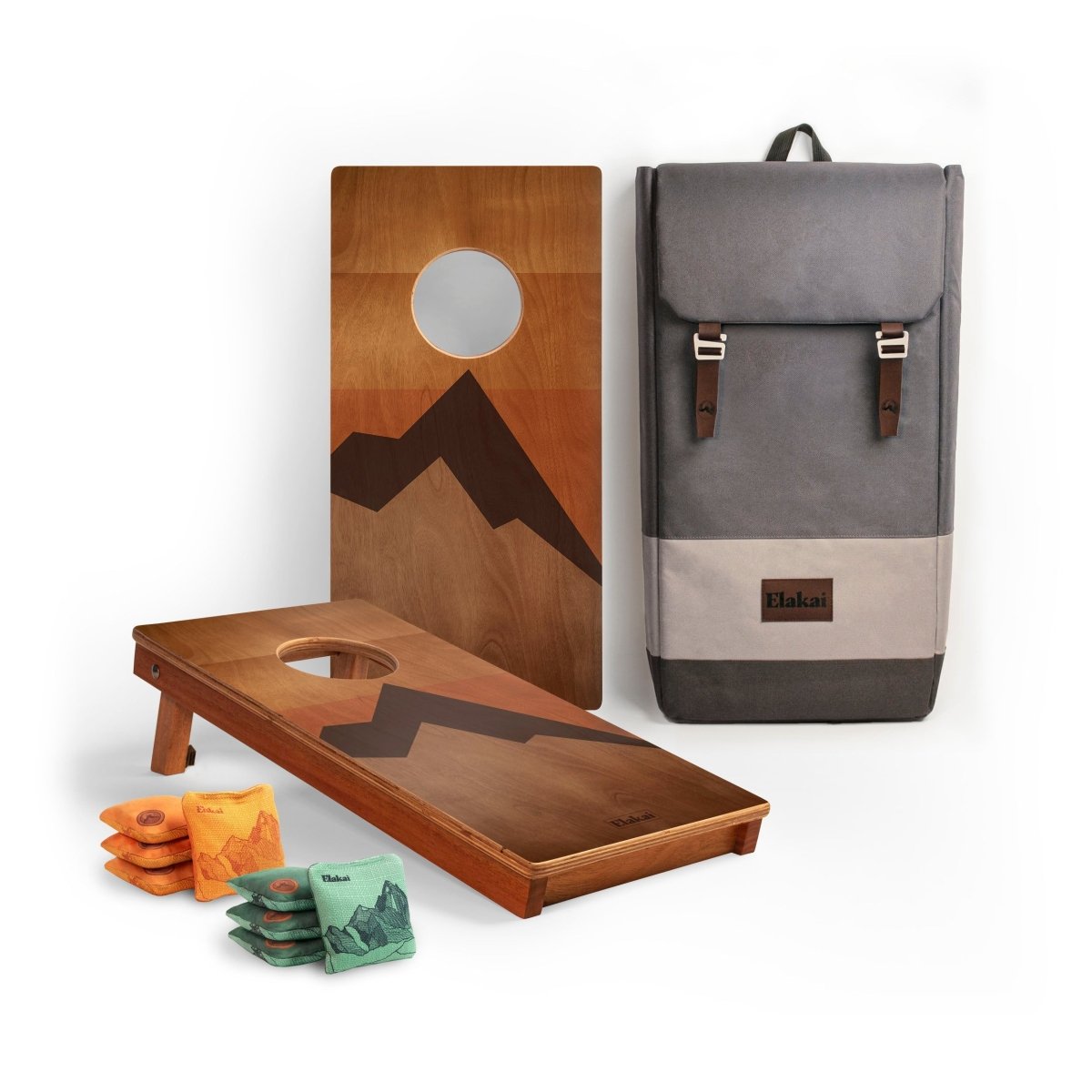 1ft x 2ft Graphic Wood Travel Cornhole Set | Modern Angle Collection - Retro Elakai EGCH12P-00-WB | American Cornhole Association