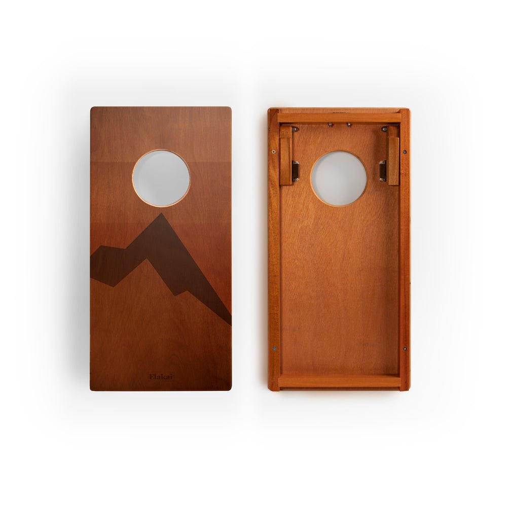 1ft x 2ft Graphic Wood Travel Cornhole Set | Modern Angle Collection - Retro Elakai EGCH12P-00-WB | American Cornhole Association