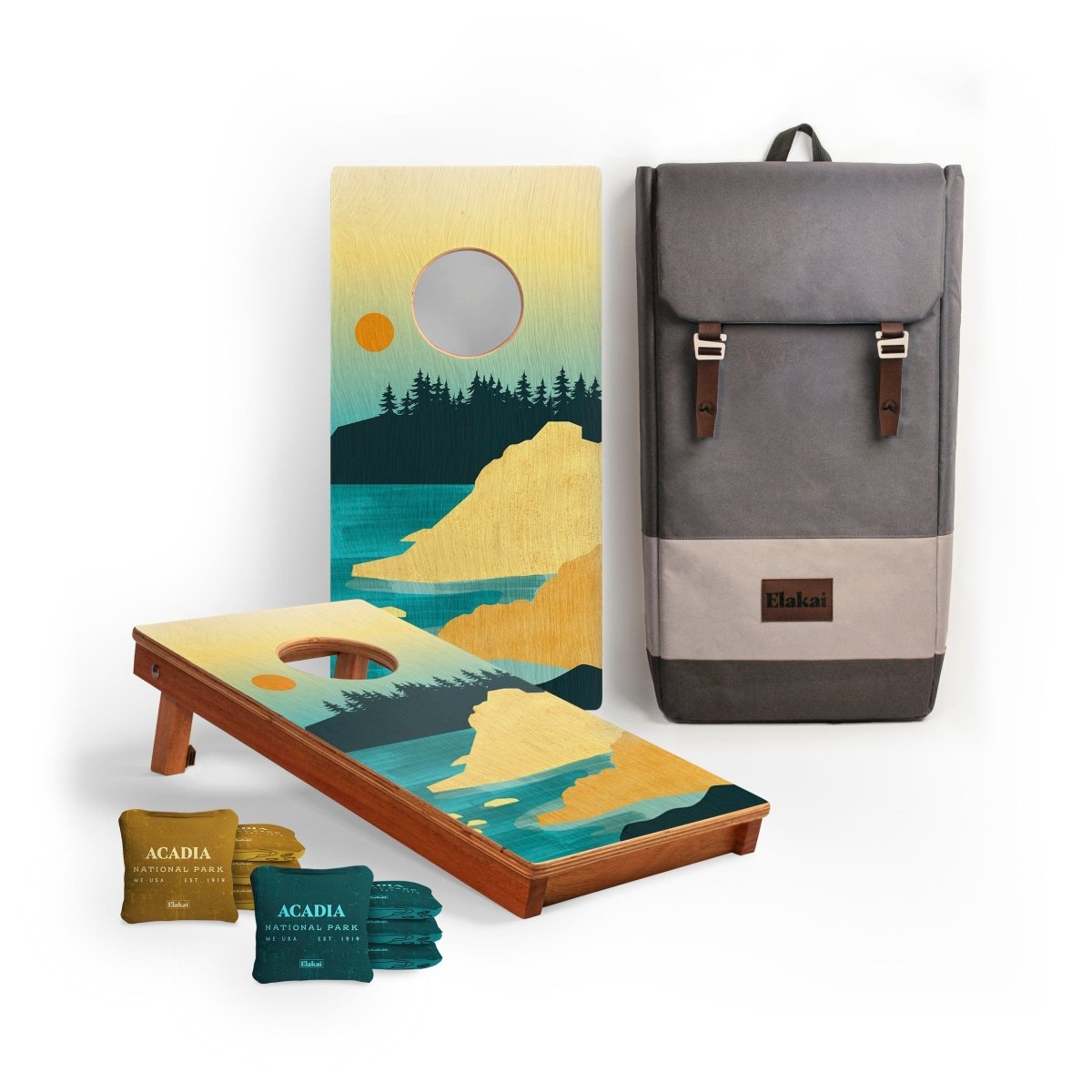 1ft x 2ft Graphic Wood Travel Cornhole Set | National Parks Inspired Collection - Acadia EGCH12P-10-WB | American Cornhole Association