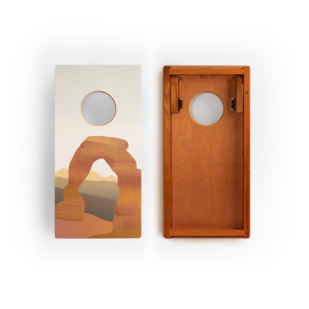 1ft x 2ft Graphic Wood Travel Cornhole Set | National Parks Inspired Collection - Arches EGCH12P-07-WB | American Cornhole Association