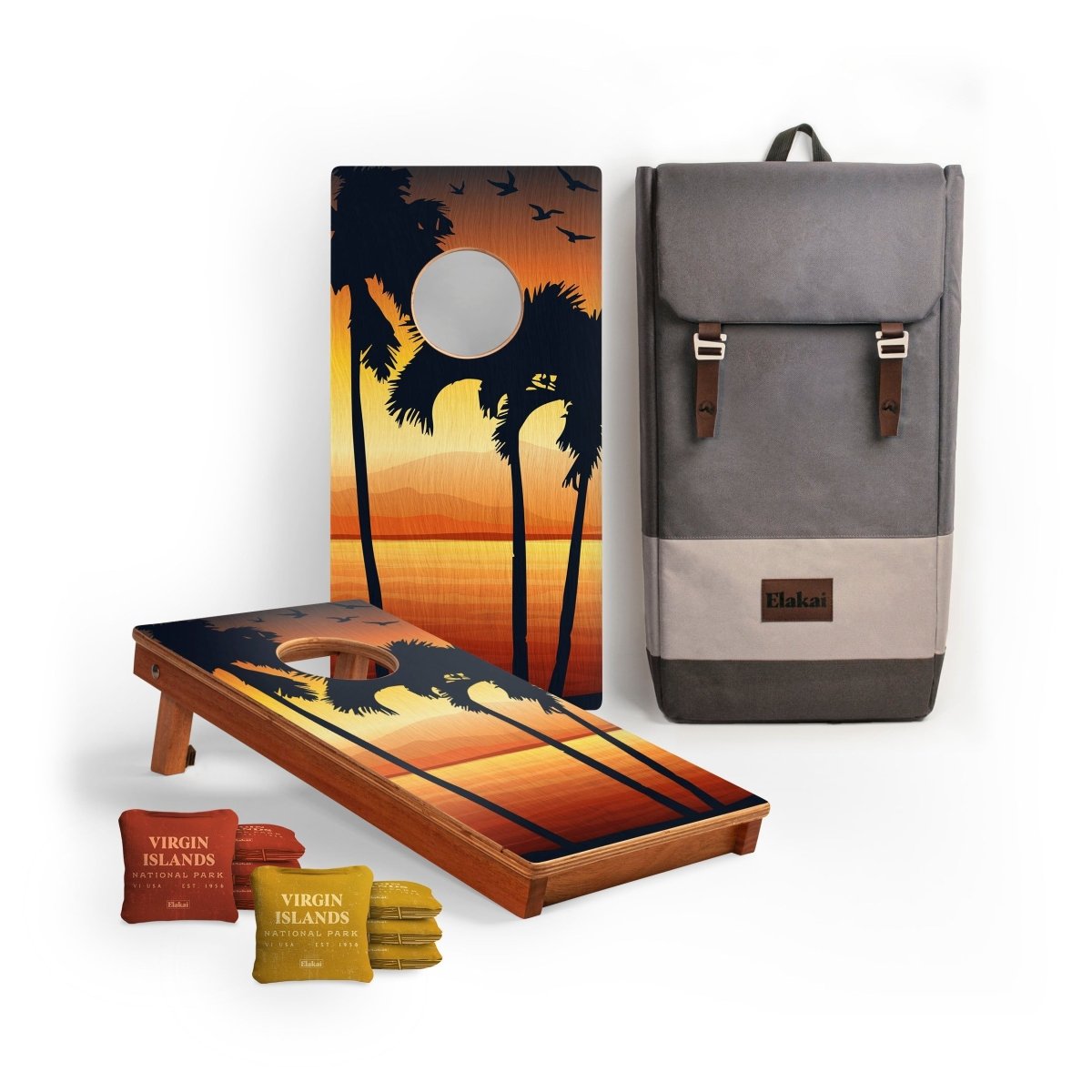 1ft x 2ft Graphic Wood Travel Cornhole Set | National Parks Inspired Collection - Virgin Islands EGCH12P-25-WB | American Cornhole Association