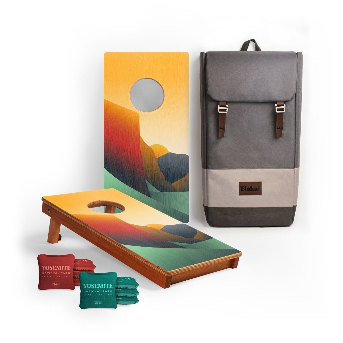 1ft x 2ft Graphic Wood Travel Cornhole Set | National Parks Inspired Collection - Yosemite EGCH12P-06-WB | American Cornhole Association