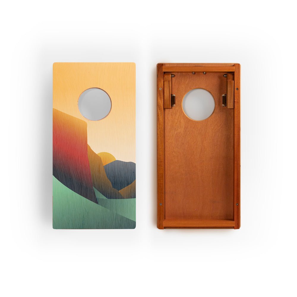 1ft x 2ft Graphic Wood Travel Cornhole Set | National Parks Inspired Collection - Yosemite EGCH12P-06-WB | American Cornhole Association