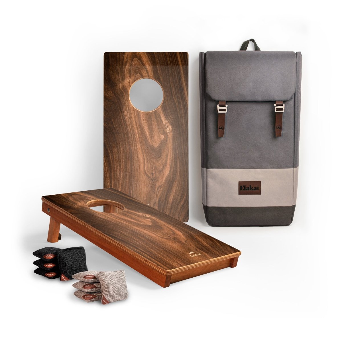 1ft x 2ft Graphic Wood Travel Cornhole Set | Organic Wood Pattern Collection - dark beachwood EGCH12P-63-WB | American Cornhole Association