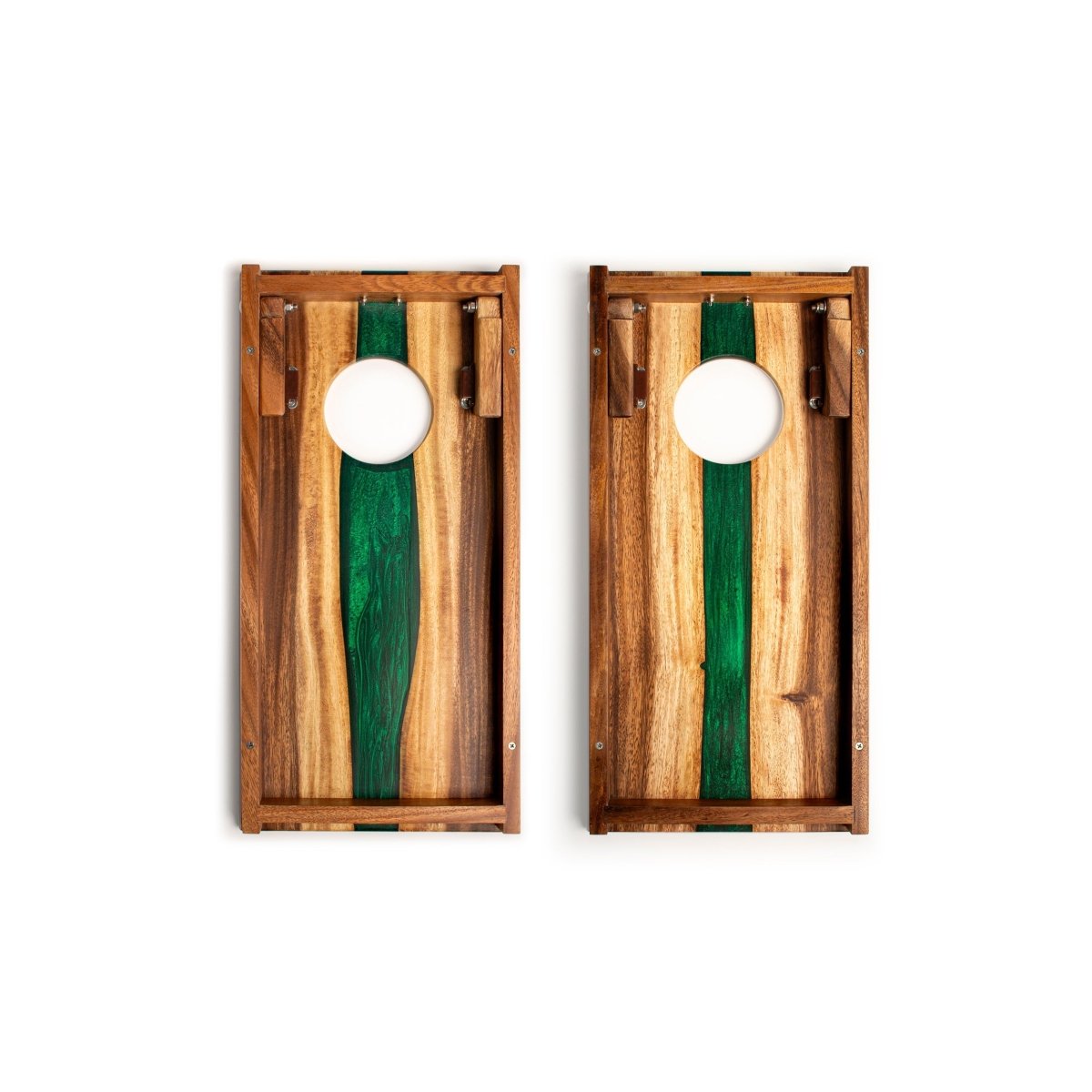 1ft x 2ft One of a Kind Green Pearl Epoxy Resin Wood Compact Travel Cornhole Board Set, - American Cornhole Association