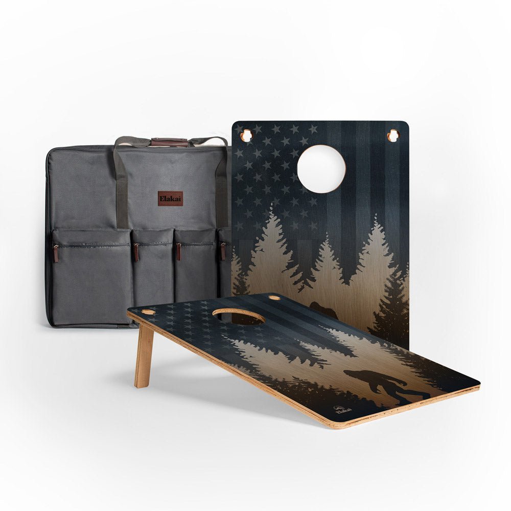 22 - in × 31 - in Wood Travel Cornhole Boards Set | Weekender Collection - American Sasquatch EGCH23P1-00 | American Cornhole Association