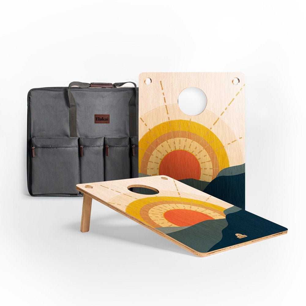 22 - in × 31 - in Wood Travel Cornhole Boards Set | Weekender Collection - Sunrise EGCH23P1-02 | American Cornhole Association