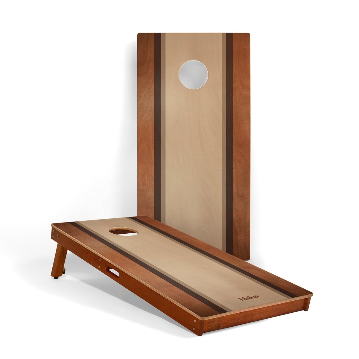 2ft x 4ft Graphic Wood Classic Cornhole Set | Classic Beach Stripes Collection - Mocha EGCH24P-54 | American Cornhole Association