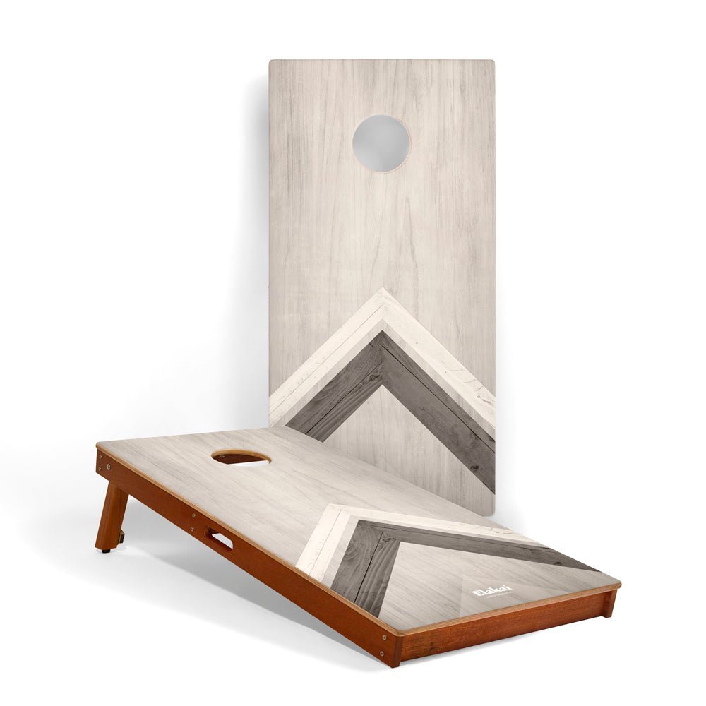 2ft x 4ft Graphic Wood Classic Cornhole Set | Modern Angle Collection - Silver Chevron EGCH24P-03 | American Cornhole Association