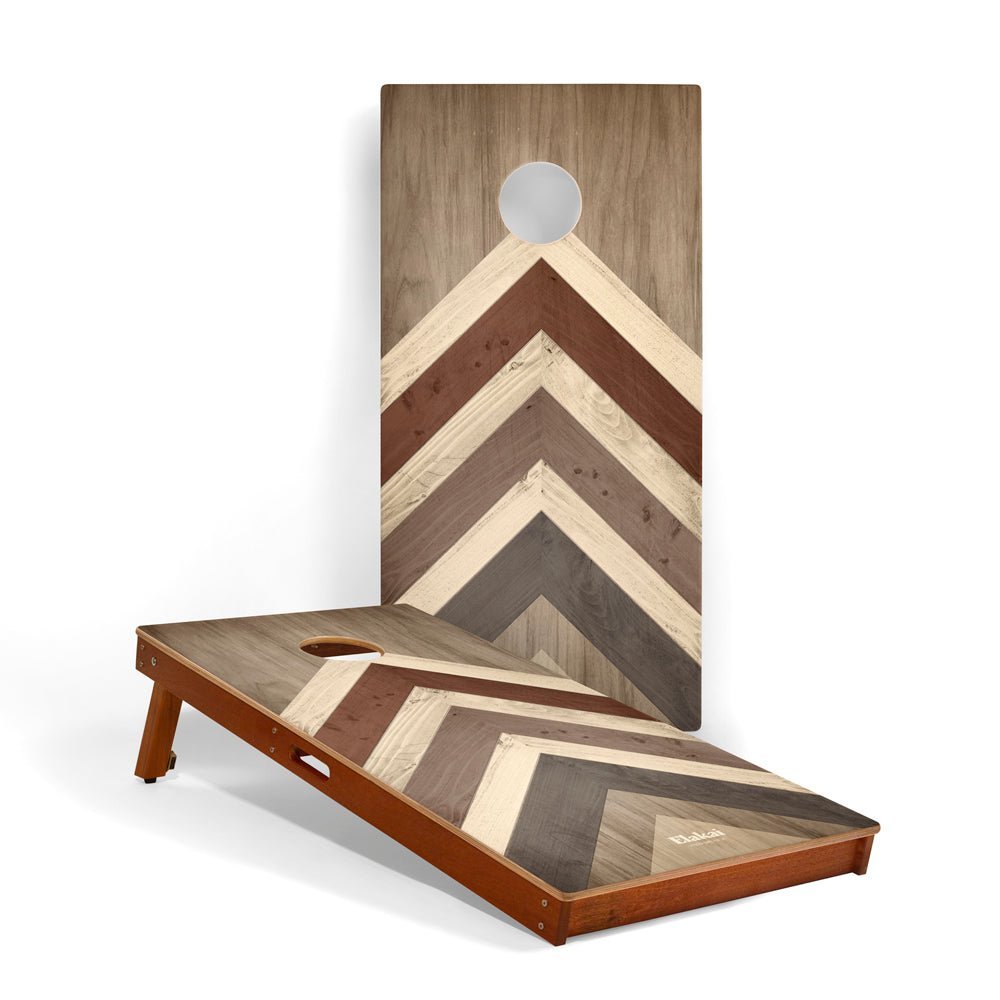 2ft x 4ft Graphic Wood Classic Cornhole Set | Modern Angle Collection - Terra Chevron EGCH24P-02 | American Cornhole Association