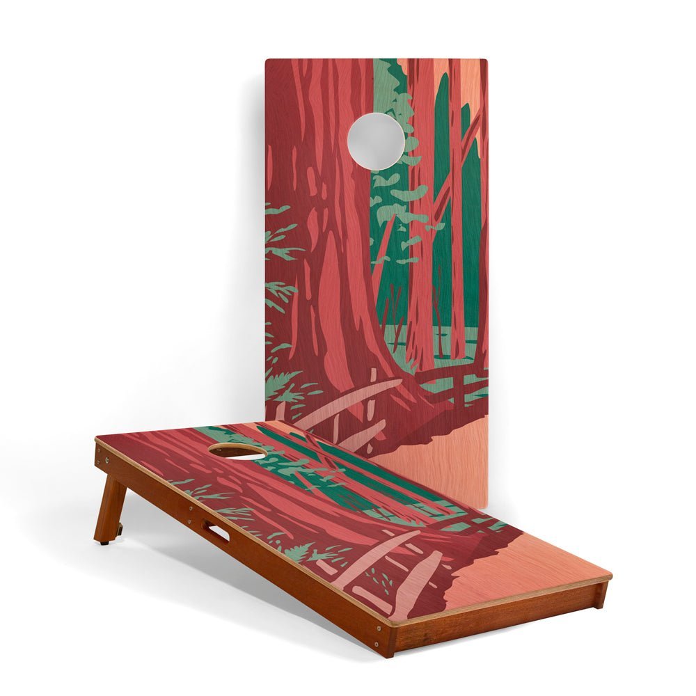 2ft x 4ft Graphic Wood Classic Cornhole Set | National Parks Inspired Collection - Redwoods EGCH24P-16 | American Cornhole Association