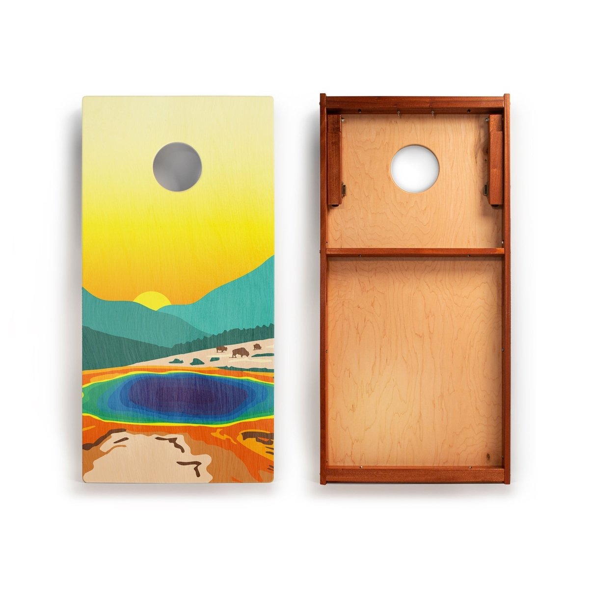 2ft x 4ft Graphic Wood Classic Cornhole Set | National Parks Inspired Collection - Yellowstone EGCH24P-48 | American Cornhole Association