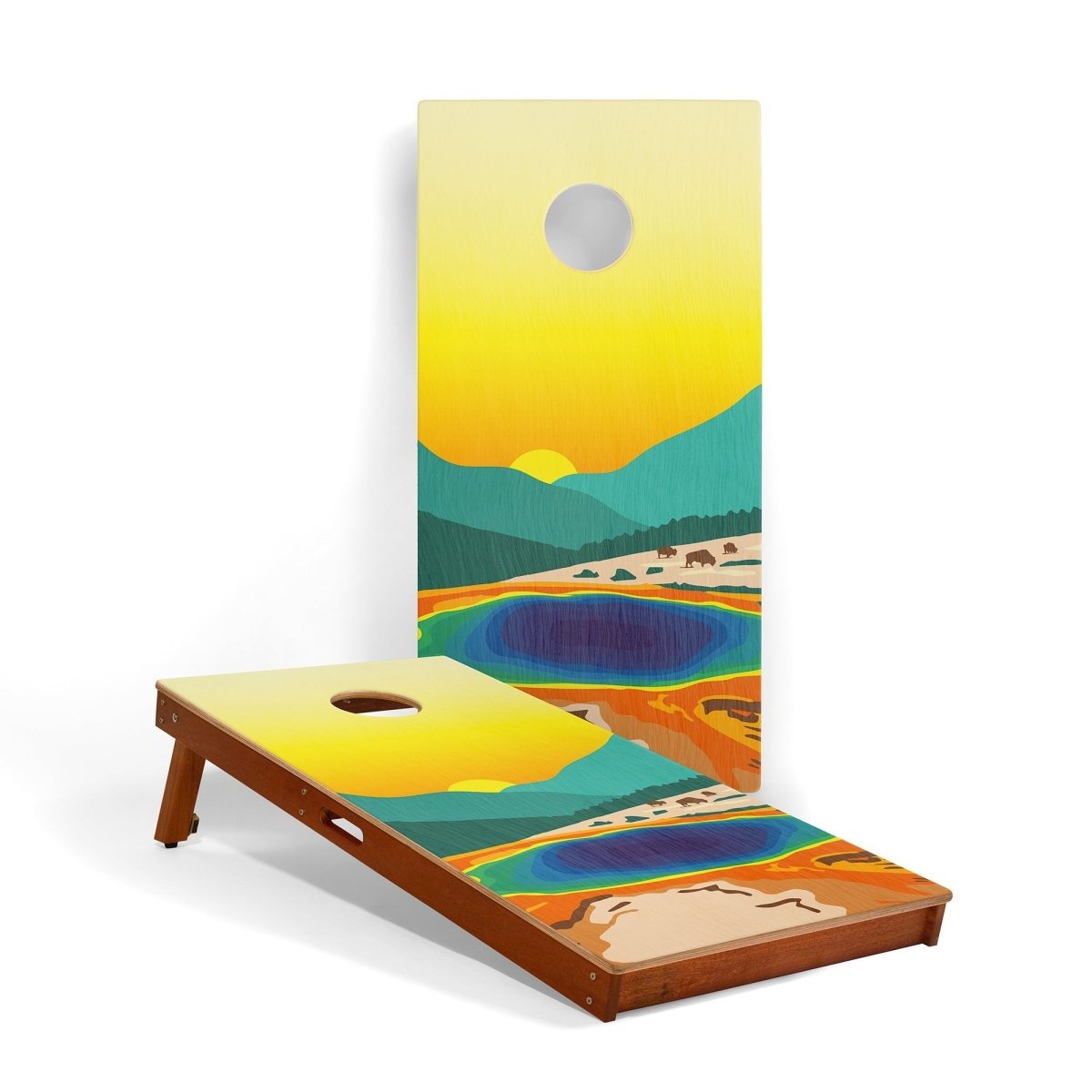2ft x 4ft Graphic Wood Classic Cornhole Set | National Parks Inspired Collection - Yellowstone EGCH24P-48 | American Cornhole Association