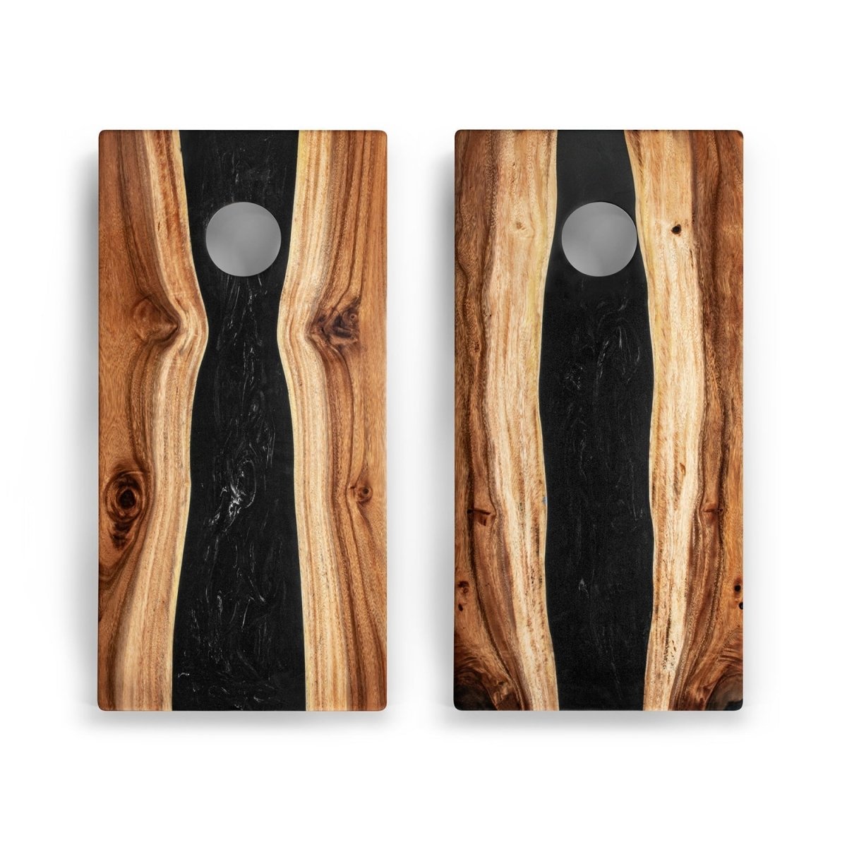 2ft x 4ft Resin & Wood Classic Cornhole Set | Live Edge River Collection - Black EGCH24RLE-11 | American Cornhole Association