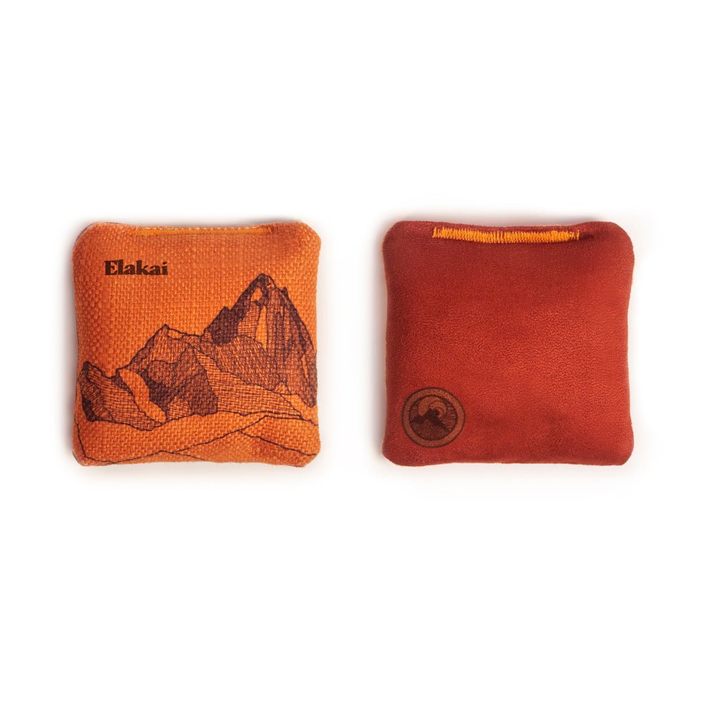 4 - in Travel Dual - Sided Cornhole Bags | Mt. Elakai Design Collection - Orange Horizon EGCB44TS-01 | American Cornhole Association