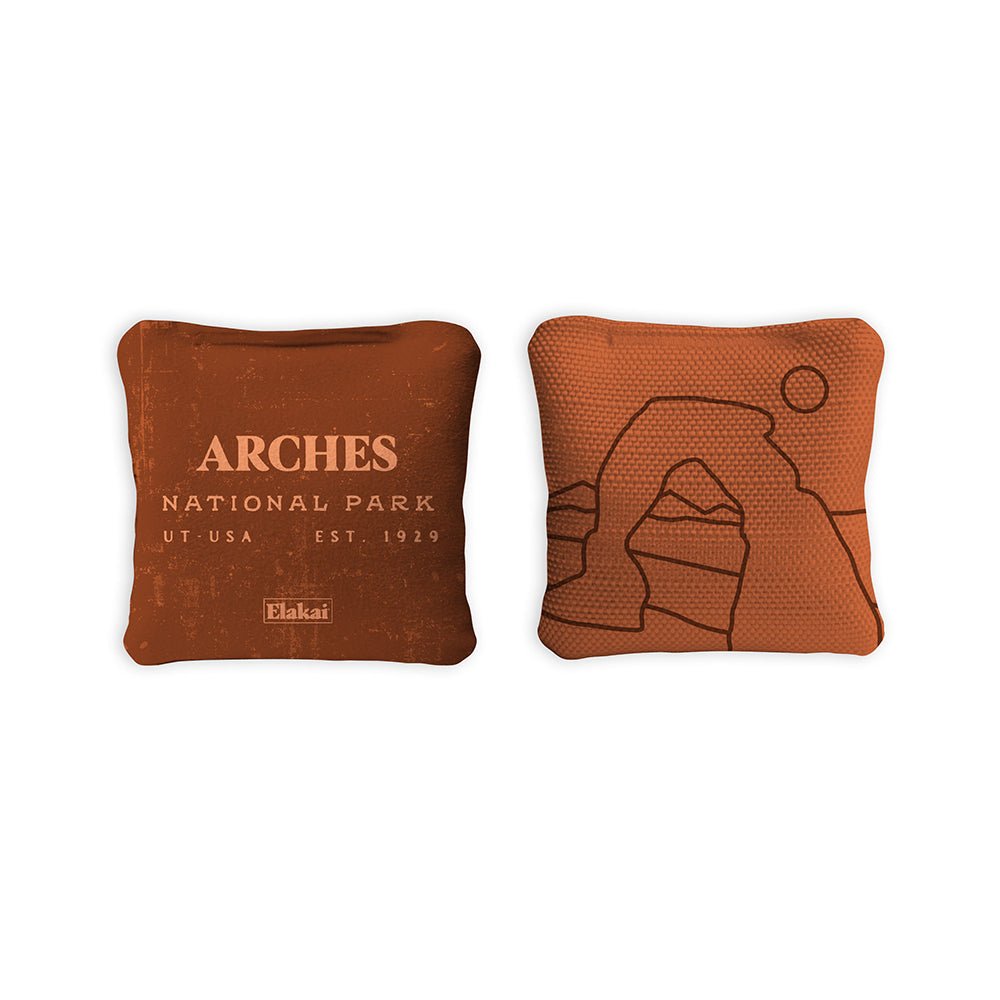 4 - in Travel Dual - Sided Cornhole Bags | National Parks Collection - Arches Burnt Orange EGCB44TS-18 | American Cornhole Association