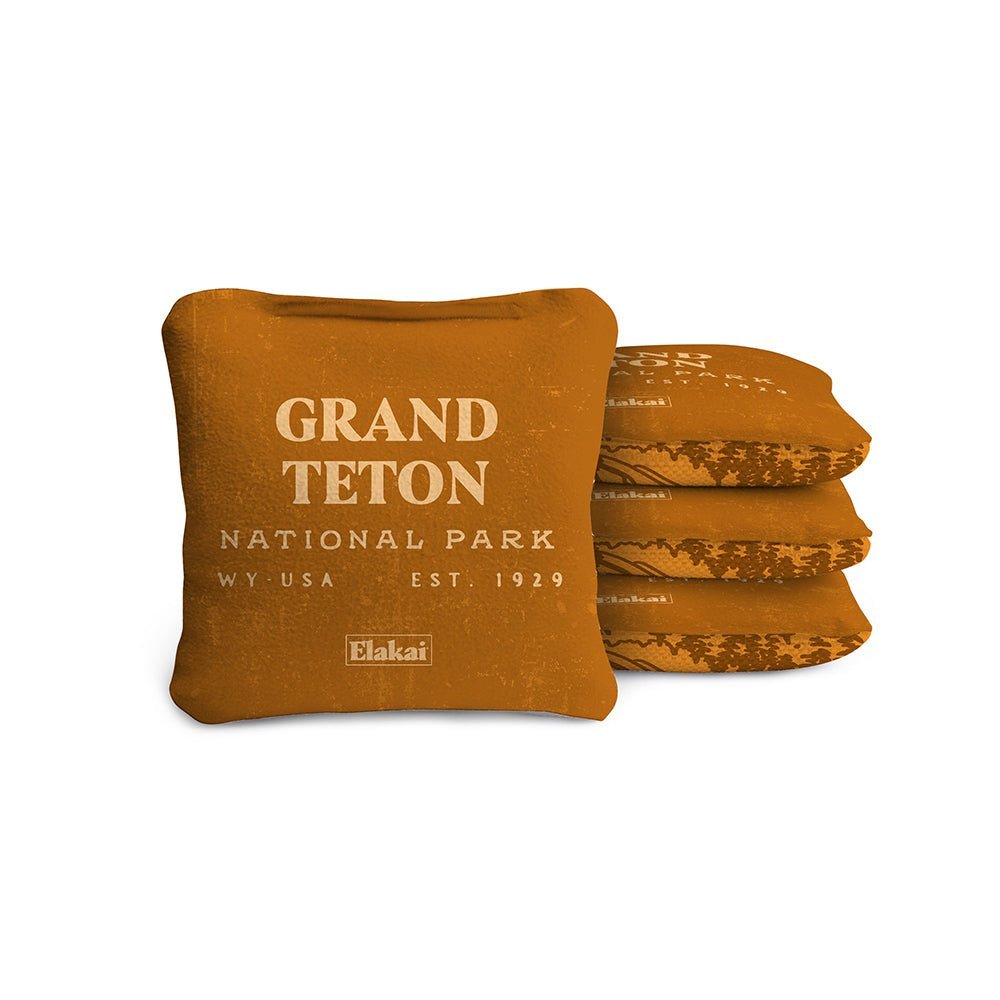 4 - in Travel Dual - Sided Cornhole Bags | National Parks Collection - Grand Teton Sienna EGCB44TS-28 | American Cornhole Association