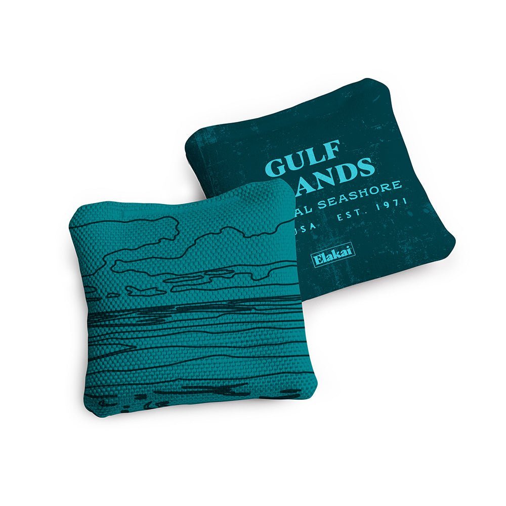 4 - in Travel Dual - Sided Cornhole Bags | National Parks Collection - Gulf Island Shore Teal EGCB44TS-32 | American Cornhole Association