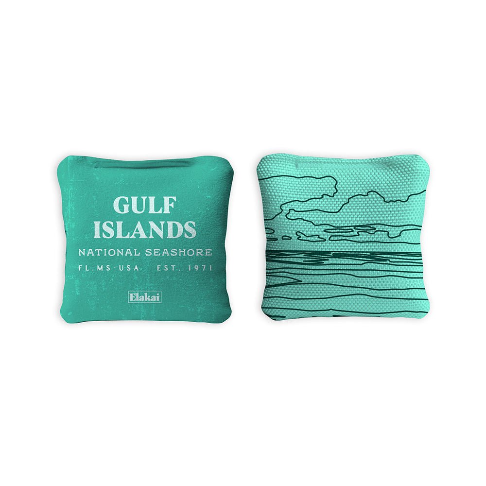 4 - in Travel Dual - Sided Cornhole Bags | National Parks Collection - Gulf Island Shore Turquoise EGCB44TS-33 | American Cornhole Association