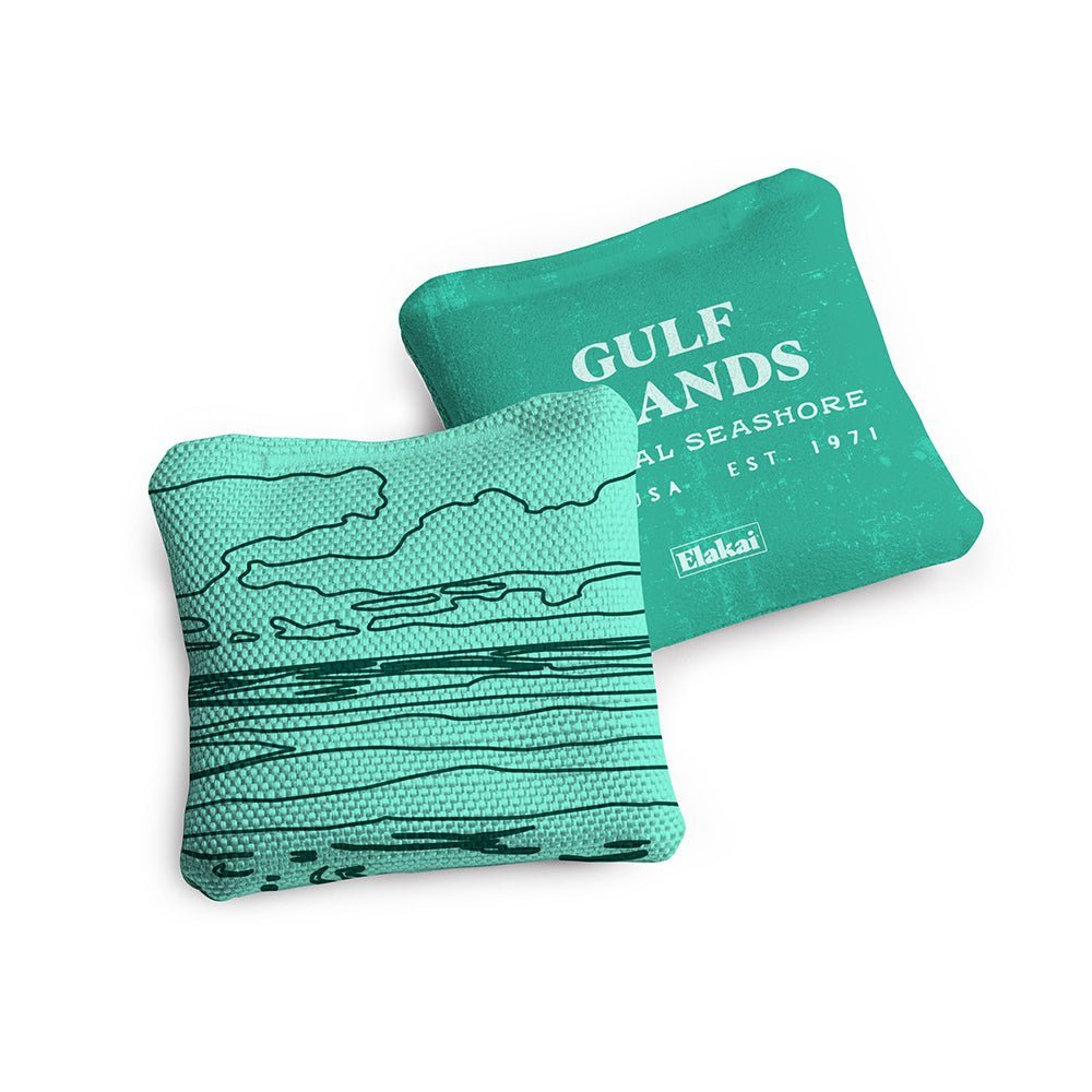 4 - in Travel Dual - Sided Cornhole Bags | National Parks Collection - Gulf Island Shore Turquoise EGCB44TS-33 | American Cornhole Association