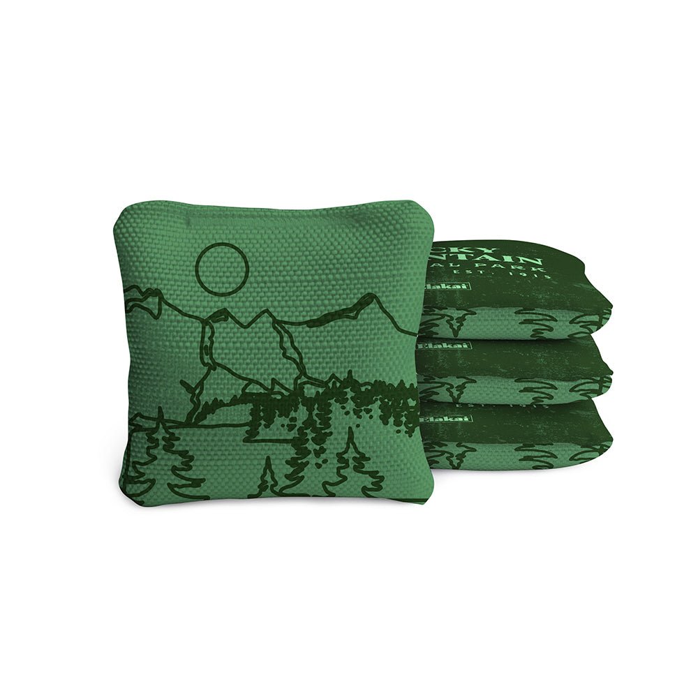 4 - in Travel Dual - Sided Cornhole Bags | National Parks Collection - Rocky Mountain Green EGCB44TS-44 | American Cornhole Association
