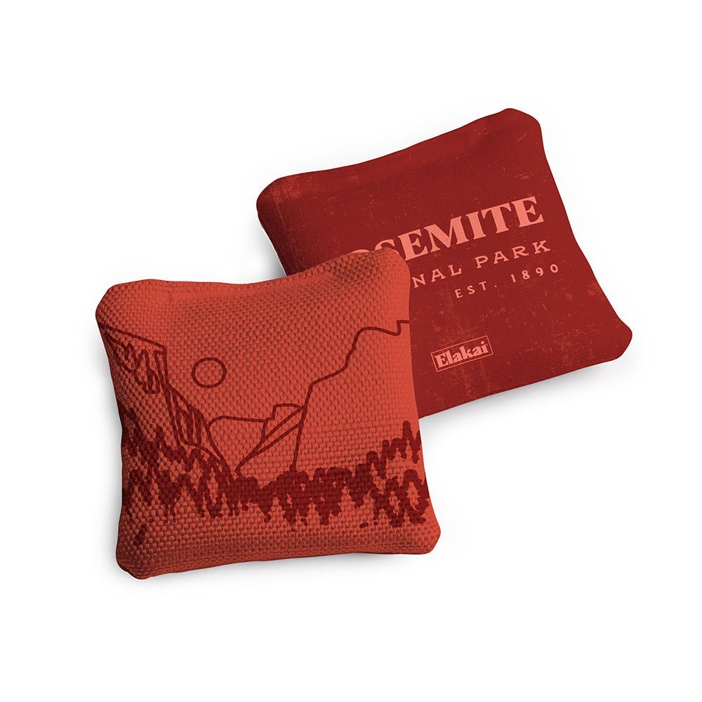 4 - in Travel Dual - Sided Cornhole Bags | National Parks Collection - Yosemite Scarlet EGCB44TS-50 | American Cornhole Association