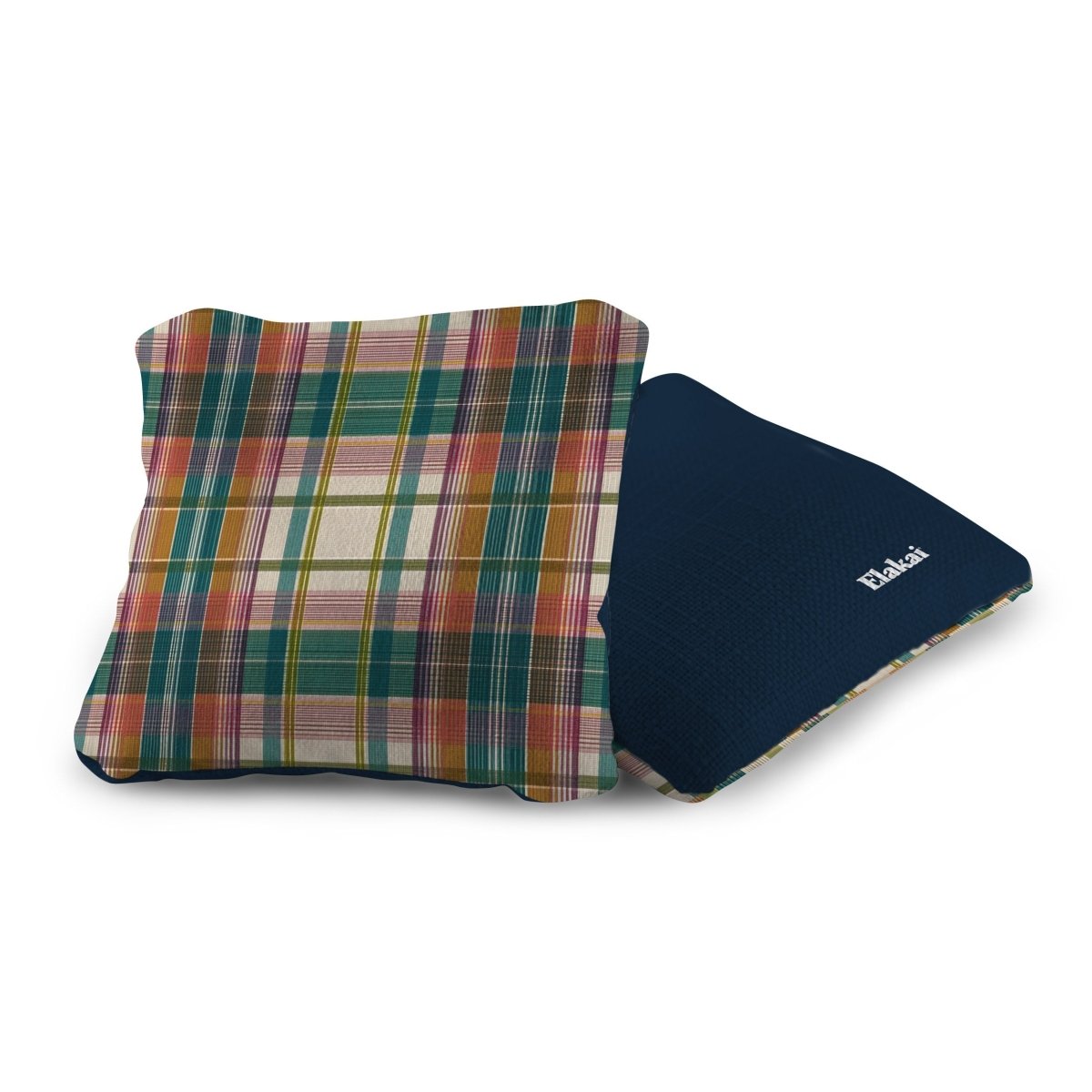 6-in Dual-Sided Cornhole Bags | Plaid Collection - Vintage Madras Plaid Coastal Navy EGCB66TS-58 | American Cornhole Association