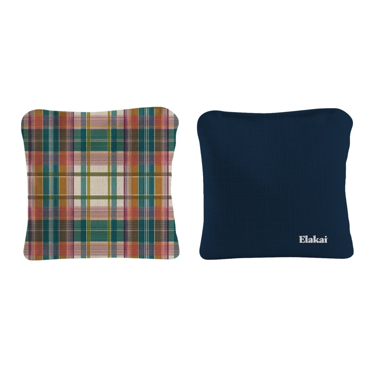 6-in Dual-Sided Cornhole Bags | Plaid Collection - Vintage Madras Plaid Coastal Navy EGCB66TS-58 | American Cornhole Association