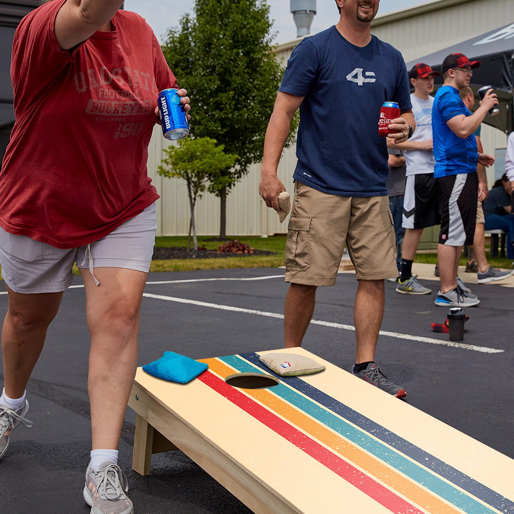 Retro Stripes Star Cornhole Boards