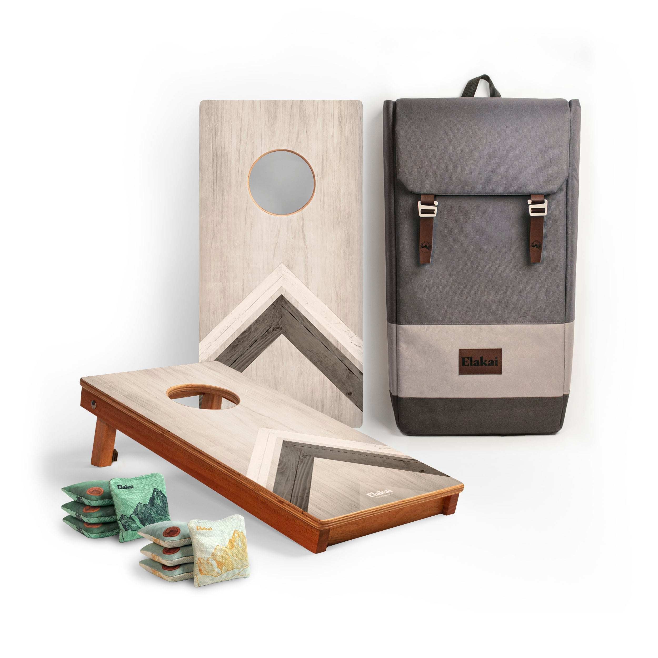 1ft x 2ft Silver Chevron Compact Travel Cornhole Board Set