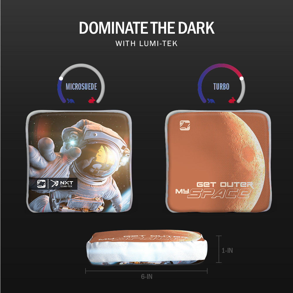 Into Space After Dark 2x4 Cornhole Set with Lights & Reflective Bags