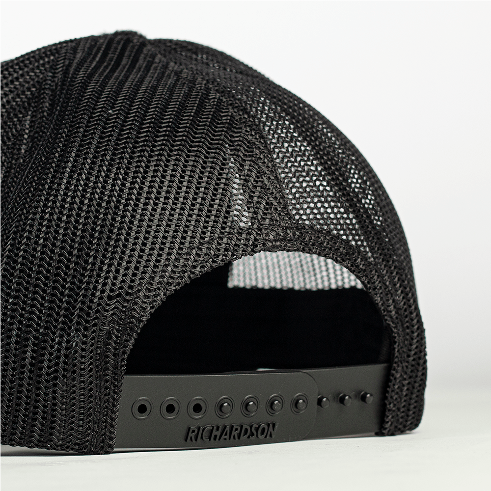 ACA Black Camo Richardson Snapback Trucker Hat with Bomber Patch, Black - American Cornhole Association