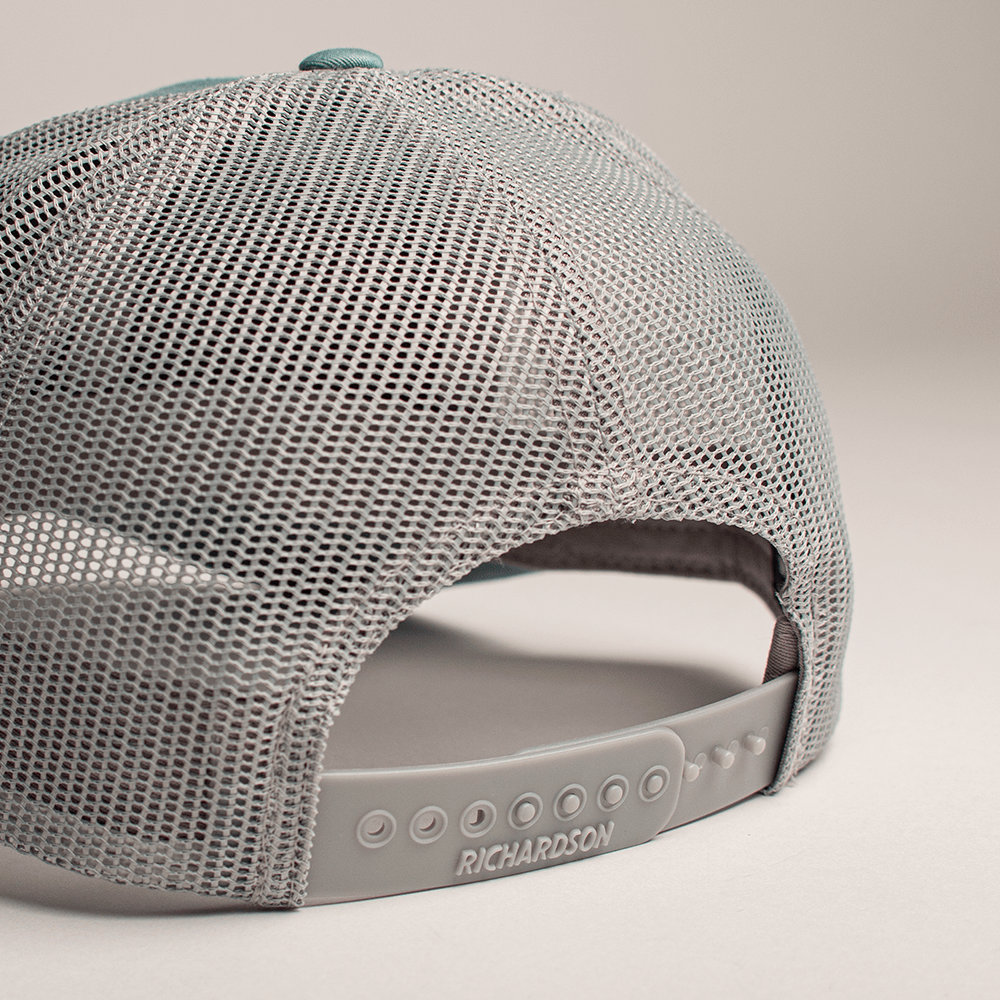 ACA Teal and Gray Richardson Snapback Trucker Hat with Retro Chill Patch, Teal - American Cornhole Association