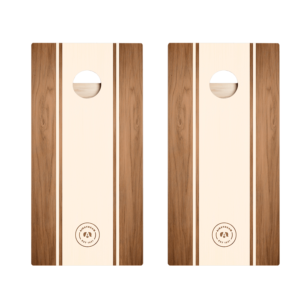 Airstream Classic Stripes Beige Cornhole Boards, - American Cornhole Association
