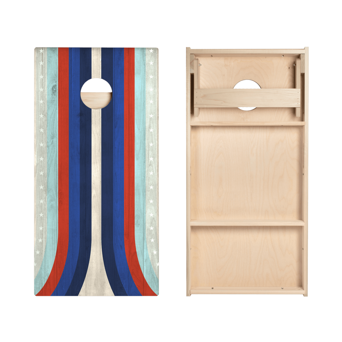 American Moto Curved Stripes Star Cornhole Boards - ACA - 000299 | American Cornhole Association