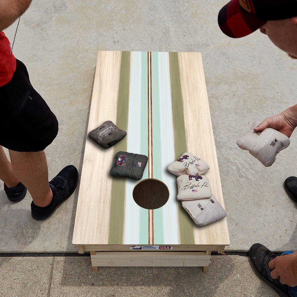 Beachy Retro Stripes Star Cornhole Boards - ACA - 000561 | American Cornhole Association