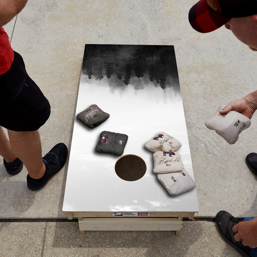 Black And White Forest Star Cornhole Boards - ACA - 000032 | American Cornhole Association