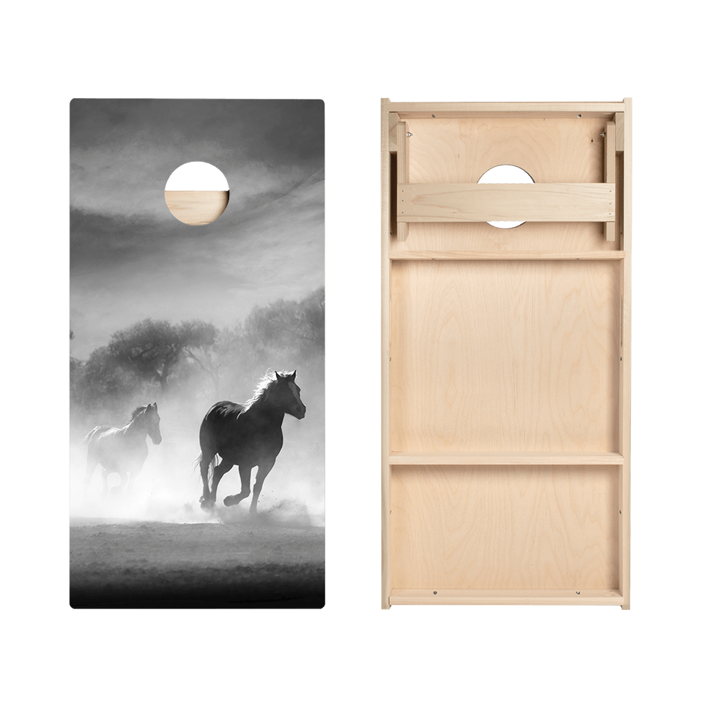 Black And White Horses Star Cornhole Boards - ACA - 000033 | American Cornhole Association