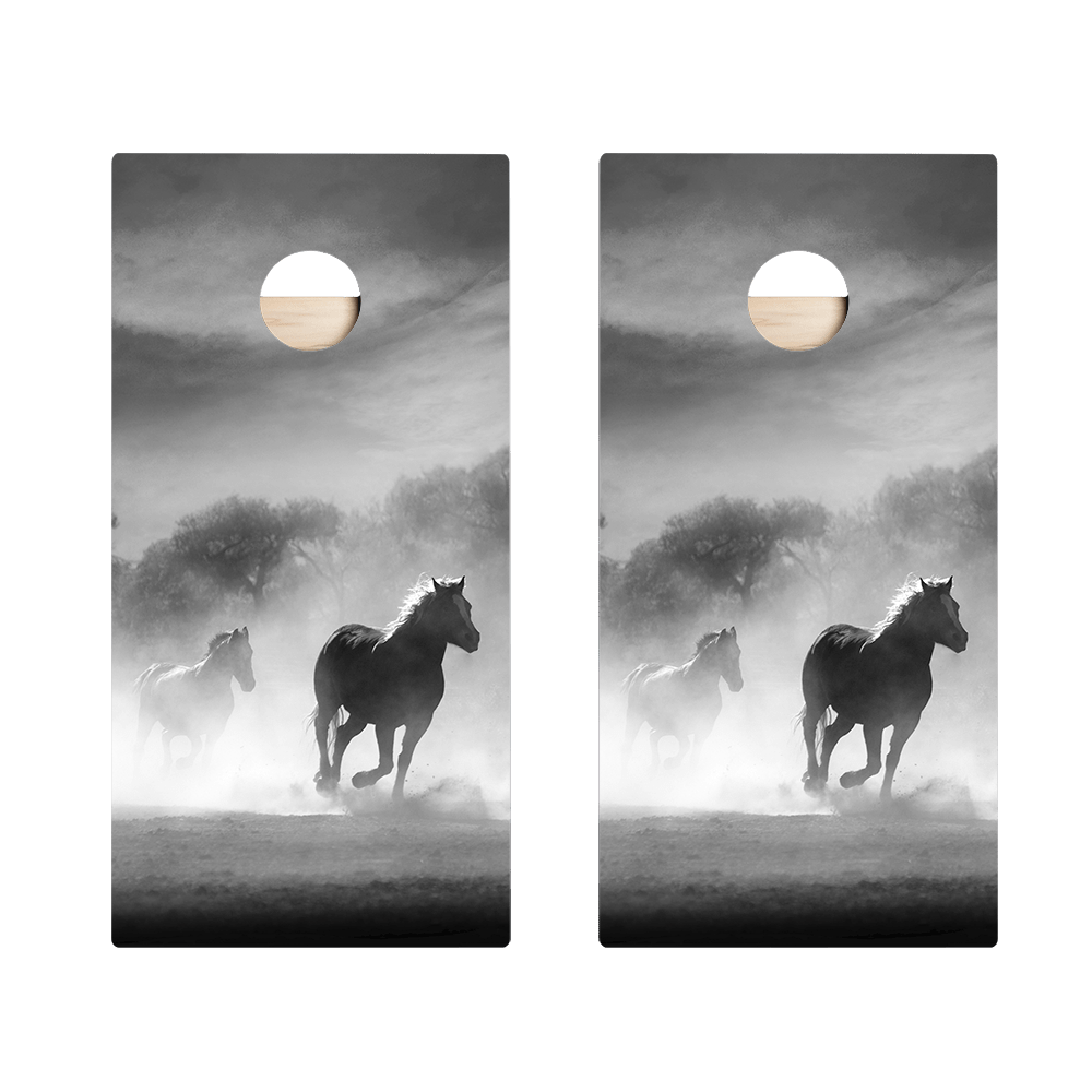 Black And White Horses Star Cornhole Boards - ACA - 000033 | American Cornhole Association