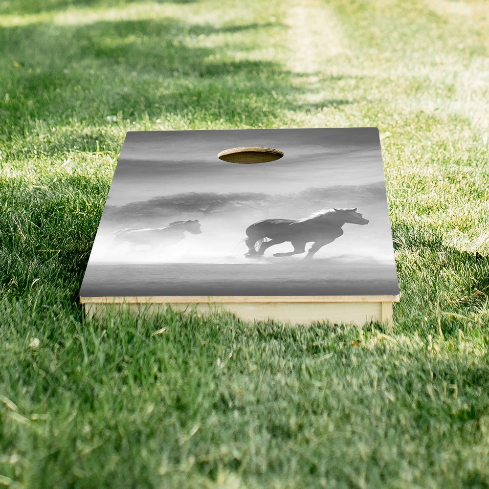 Black And White Horses Star Cornhole Boards - ACA - 000033 | American Cornhole Association