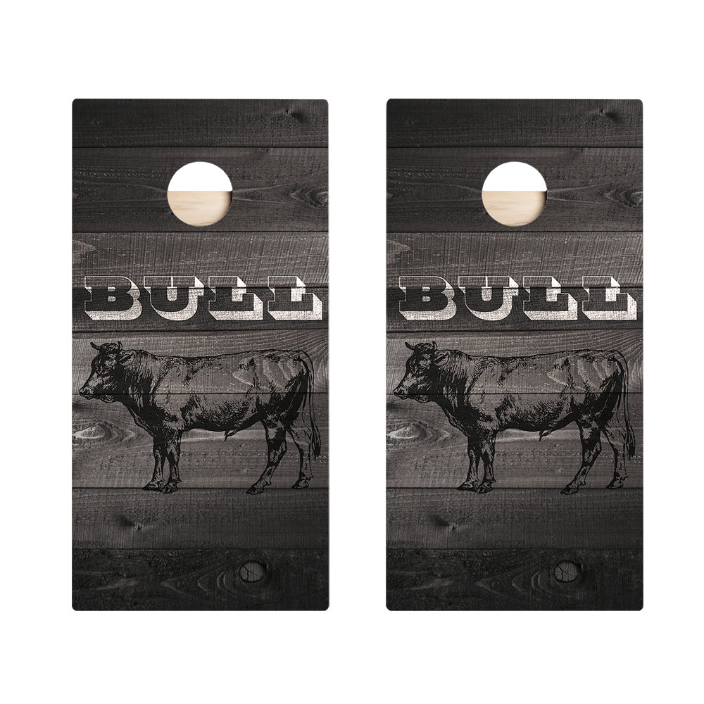 Black Barnwood Bull Star Cornhole Boards - ACA - 000295 | American Cornhole Association