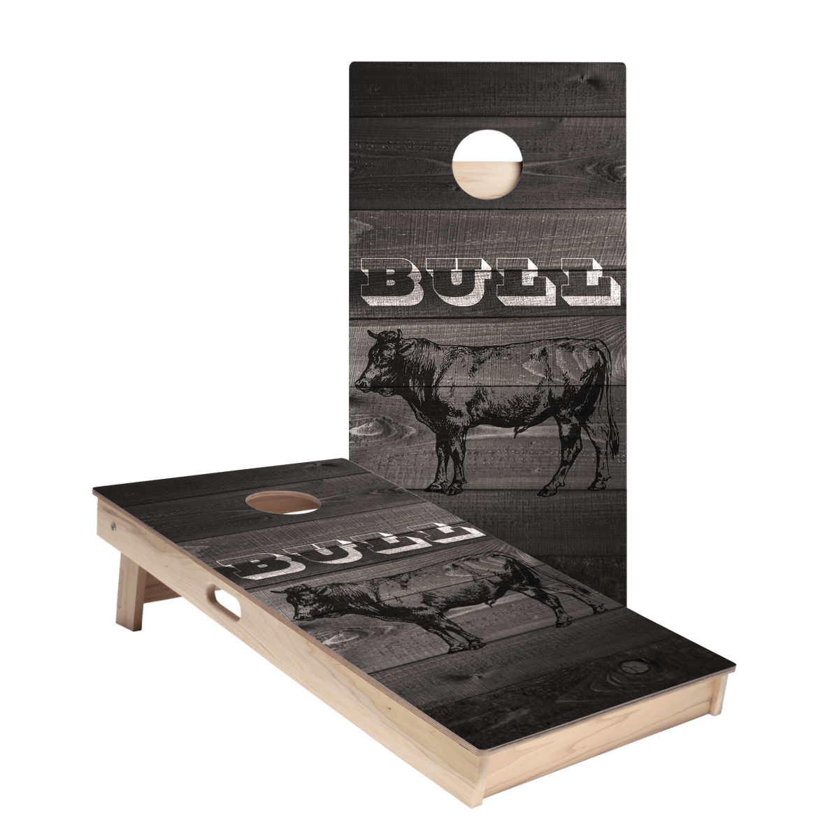 Black Barnwood Bull Star Cornhole Boards - ACA - 000295 | American Cornhole Association