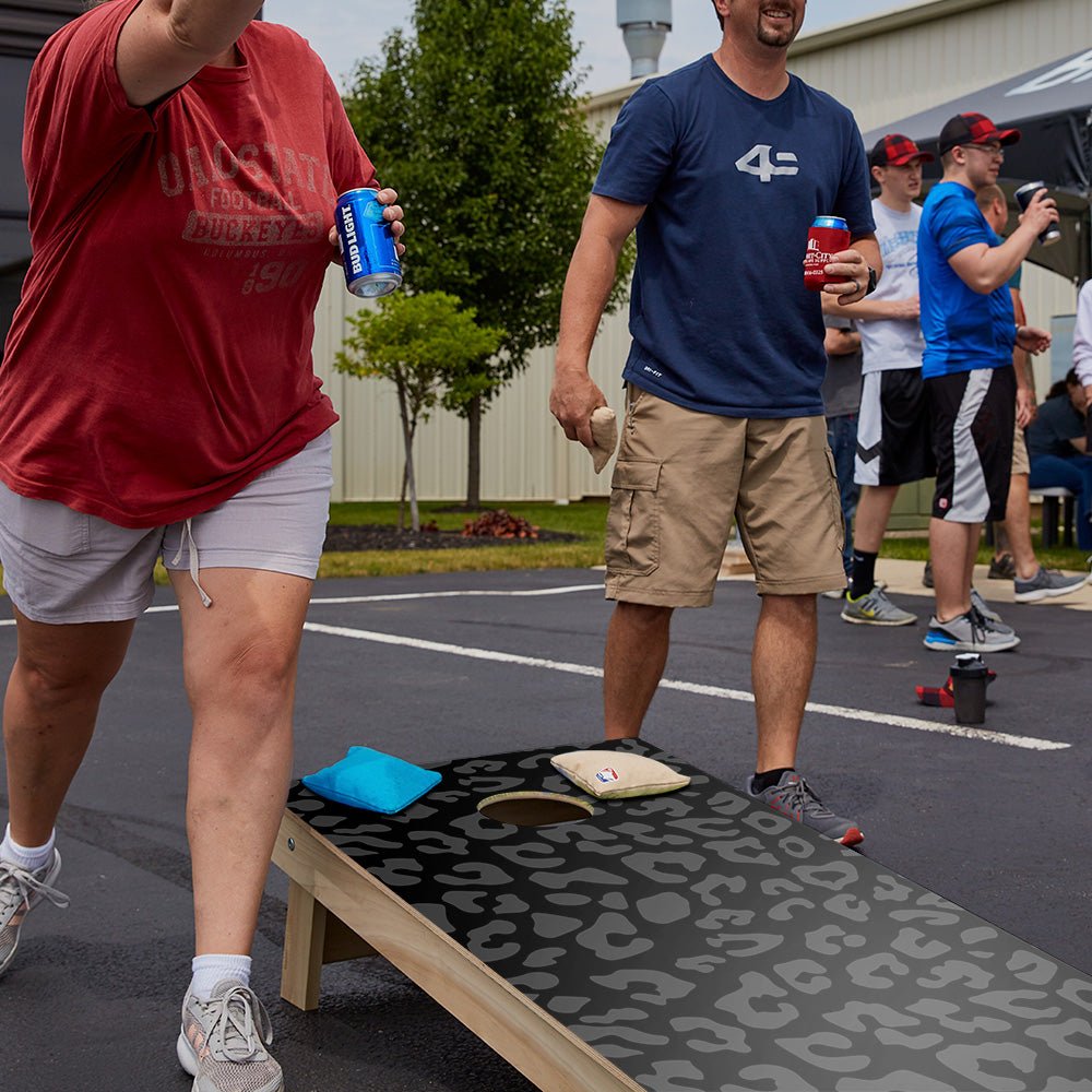 Black Leopard Print Star Cornhole Boards, - American Cornhole Association