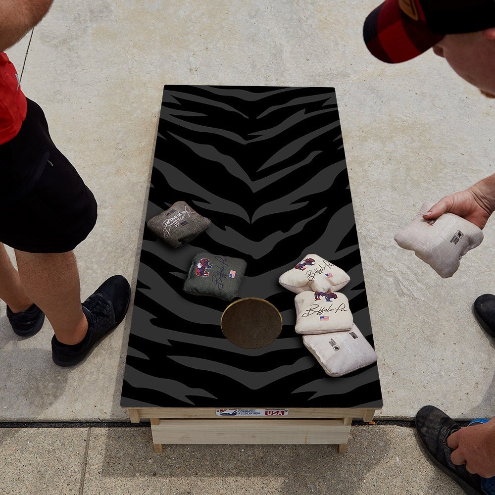 Black Tiger Stripes Star Cornhole Boards, - American Cornhole Association