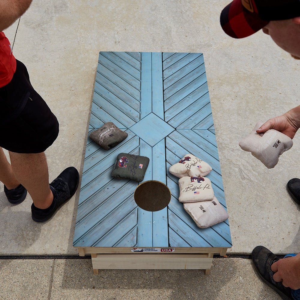Blue Panel Wood Star Cornhole Boards - ACA - 000376 | American Cornhole Association