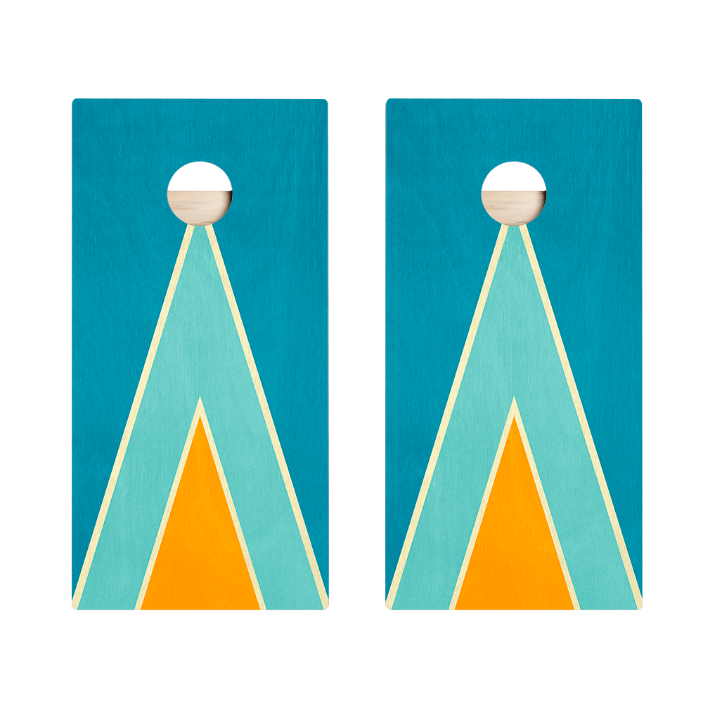 Classic Retro Triangle - Blue and Orange Star Cornhole Boards - ACA - 000434 | American Cornhole Association